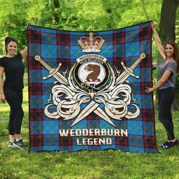 ScotsTee Shop Scottish Wedderburn Clan Crest Tartan Quilt The Golden Sword of Courageous Legacy Quilt