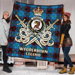 ScotsTee Shop Scottish Wedderburn Clan Crest Tartan Quilt The Golden Sword of Courageous Legacy Quilt