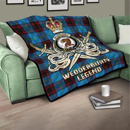 ScotsTee Shop Scottish Wedderburn Clan Crest Tartan Quilt The Golden Sword of Courageous Legacy Quilt