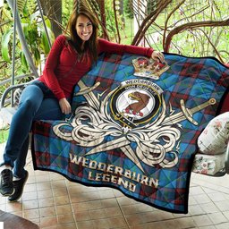 ScotsTee Shop Scottish Wedderburn Clan Crest Tartan Quilt The Golden Sword of Courageous Legacy Quilt