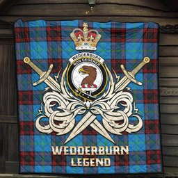 ScotsTee Shop Scottish Wedderburn Clan Crest Tartan Quilt The Golden Sword of Courageous Legacy Quilt