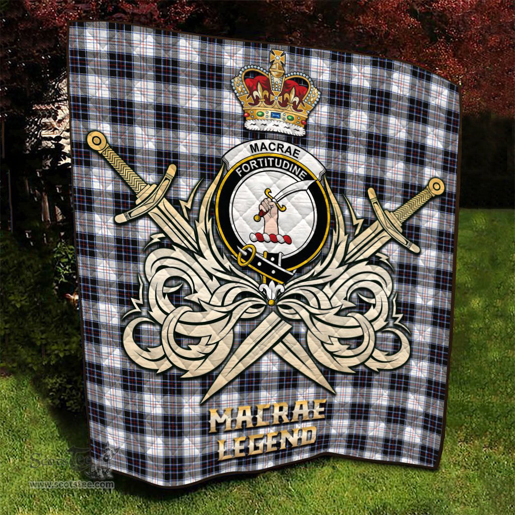 ScotsTee Shop Scottish MacRae Dress Modern Clan Crest Tartan Quilt The Golden Sword of Courageous Legacy Quilt