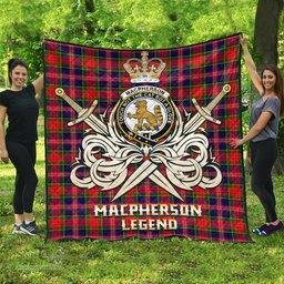 ScotsTee Shop Scottish MacPherson Modern Clan Crest Tartan Quilt The Golden Sword of Courageous Legacy Quilt
