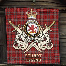 ScotsTee Shop Scottish Stuart of Bute Clan Crest Tartan Quilt The Golden Sword of Courageous Legacy Quilt