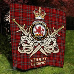 ScotsTee Shop Scottish Stuart of Bute Clan Crest Tartan Quilt The Golden Sword of Courageous Legacy Quilt