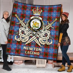 ScotsTee Shop Scottish Newton Clan Crest Tartan Quilt The Golden Sword of Courageous Legacy Quilt
