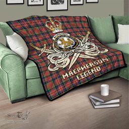 ScotsTee Shop Scottish MacPherson Ancient Clan Crest Tartan Quilt The Golden Sword of Courageous Legacy Quilt