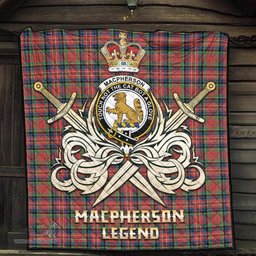 ScotsTee Shop Scottish MacPherson Ancient Clan Crest Tartan Quilt The Golden Sword of Courageous Legacy Quilt