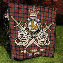 ScotsTee Shop Scottish MacPherson Ancient Clan Crest Tartan Quilt The Golden Sword of Courageous Legacy Quilt