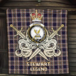 ScotsTee Shop Scottish Stewart Navy Clan Crest Tartan Quilt The Golden Sword of Courageous Legacy Quilt