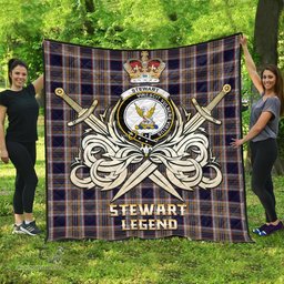 ScotsTee Shop Scottish Stewart Navy Clan Crest Tartan Quilt The Golden Sword of Courageous Legacy Quilt