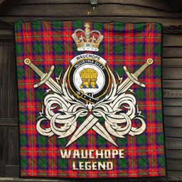 ScotsTee Shop Scottish Wauchope Clan Crest Tartan Quilt The Golden Sword of Courageous Legacy Quilt