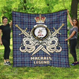 ScotsTee Shop Scottish MacRae of America Clan Crest Tartan Quilt The Golden Sword of Courageous Legacy Quilt