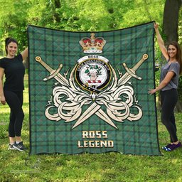 ScotsTee Shop Scottish Ross Hunting Ancient Clan Crest Tartan Quilt The Golden Sword of Courageous Legacy Quilt