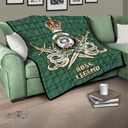 ScotsTee Shop Scottish Ross Hunting Ancient Clan Crest Tartan Quilt The Golden Sword of Courageous Legacy Quilt