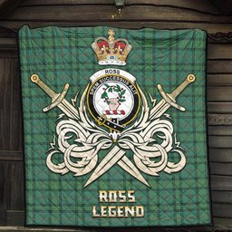 ScotsTee Shop Scottish Ross Hunting Ancient Clan Crest Tartan Quilt The Golden Sword of Courageous Legacy Quilt