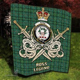 ScotsTee Shop Scottish Ross Hunting Ancient Clan Crest Tartan Quilt The Golden Sword of Courageous Legacy Quilt