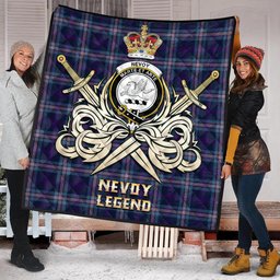 ScotsTee Shop Scottish Nevoy Clan Crest Tartan Quilt The Golden Sword of Courageous Legacy Quilt