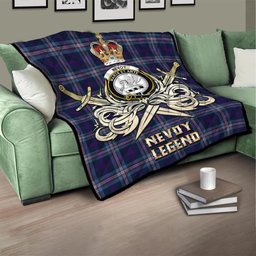 ScotsTee Shop Scottish Nevoy Clan Crest Tartan Quilt The Golden Sword of Courageous Legacy Quilt