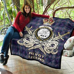 ScotsTee Shop Scottish Nevoy Clan Crest Tartan Quilt The Golden Sword of Courageous Legacy Quilt