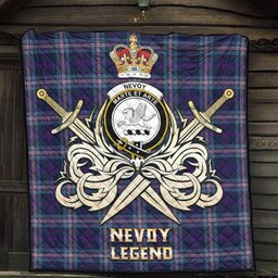 ScotsTee Shop Scottish Nevoy Clan Crest Tartan Quilt The Golden Sword of Courageous Legacy Quilt