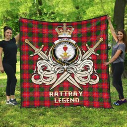 ScotsTee Shop Scottish Rattray Modern Clan Crest Tartan Quilt The Golden Sword of Courageous Legacy Quilt