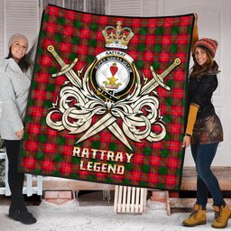 ScotsTee Shop Scottish Rattray Modern Clan Crest Tartan Quilt The Golden Sword of Courageous Legacy Quilt
