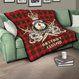 ScotsTee Shop Scottish Rattray Modern Clan Crest Tartan Quilt The Golden Sword of Courageous Legacy Quilt