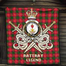 ScotsTee Shop Scottish Rattray Modern Clan Crest Tartan Quilt The Golden Sword of Courageous Legacy Quilt