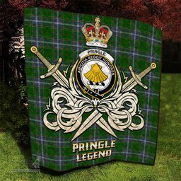 ScotsTee Shop Scottish Pringle Clan Crest Tartan Quilt The Golden Sword of Courageous Legacy Quilt