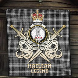 ScotsTee Shop Scottish MacLean Black and White Clan Crest Tartan Quilt The Golden Sword of Courageous Legacy Quilt