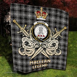 ScotsTee Shop Scottish MacLean Black and White Clan Crest Tartan Quilt The Golden Sword of Courageous Legacy Quilt