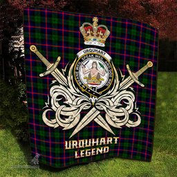 ScotsTee Shop Scottish Urquhart Modern Clan Crest Tartan Quilt The Golden Sword of Courageous Legacy Quilt