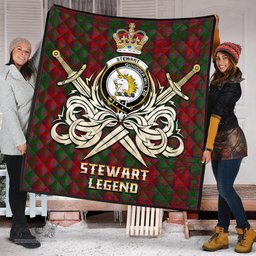 ScotsTee Shop Scottish Stewart of Appin Clan Crest Tartan Quilt The Golden Sword of Courageous Legacy Quilt