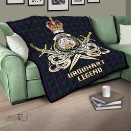 ScotsTee Shop Scottish Urquhart Clan Crest Tartan Quilt The Golden Sword of Courageous Legacy Quilt