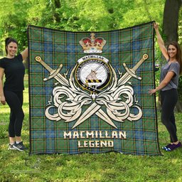 ScotsTee Shop Scottish MacMillan Hunting Ancient Clan Crest Tartan Quilt The Golden Sword of Courageous Legacy Quilt