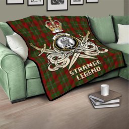 ScotsTee Shop Scottish Strange Clan Crest Tartan Quilt The Golden Sword of Courageous Legacy Quilt