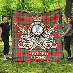 ScotsTee Shop Scottish MacLean of Duart Modern Clan Crest Tartan Quilt The Golden Sword of Courageous Legacy Quilt