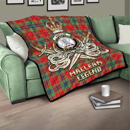 ScotsTee Shop Scottish MacLean of Duart Modern Clan Crest Tartan Quilt The Golden Sword of Courageous Legacy Quilt