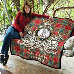ScotsTee Shop Scottish MacLean of Duart Modern Clan Crest Tartan Quilt The Golden Sword of Courageous Legacy Quilt