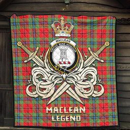 ScotsTee Shop Scottish MacLean of Duart Modern Clan Crest Tartan Quilt The Golden Sword of Courageous Legacy Quilt