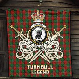 ScotsTee Shop Scottish Turnbull Dress Clan Crest Tartan Quilt The Golden Sword of Courageous Legacy Quilt