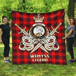 ScotsTee Shop Scottish Wemyss Modern Clan Crest Tartan Quilt The Golden Sword of Courageous Legacy Quilt