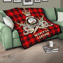 ScotsTee Shop Scottish Wemyss Modern Clan Crest Tartan Quilt The Golden Sword of Courageous Legacy Quilt