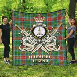 ScotsTee Shop Scottish Muirhead Clan Crest Tartan Quilt The Golden Sword of Courageous Legacy Quilt