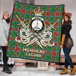 ScotsTee Shop Scottish Muirhead Clan Crest Tartan Quilt The Golden Sword of Courageous Legacy Quilt