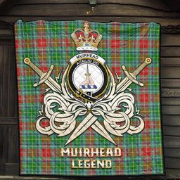 ScotsTee Shop Scottish Muirhead Clan Crest Tartan Quilt The Golden Sword of Courageous Legacy Quilt