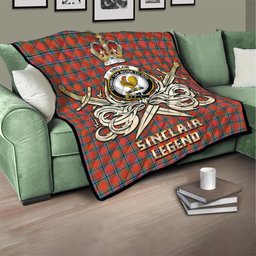 ScotsTee Shop Scottish Sinclair Ancient Clan Crest Tartan Quilt The Golden Sword of Courageous Legacy Quilt