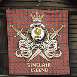 ScotsTee Shop Scottish Sinclair Ancient Clan Crest Tartan Quilt The Golden Sword of Courageous Legacy Quilt