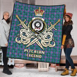 ScotsTee Shop Scottish Pitcairn Hunting Clan Crest Tartan Quilt The Golden Sword of Courageous Legacy Quilt